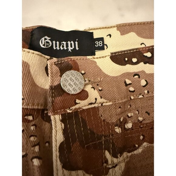 NWT Guapi Men's Denim Shorts Size 38 Frayed Brown Design [jb] - Picture 5 of 6